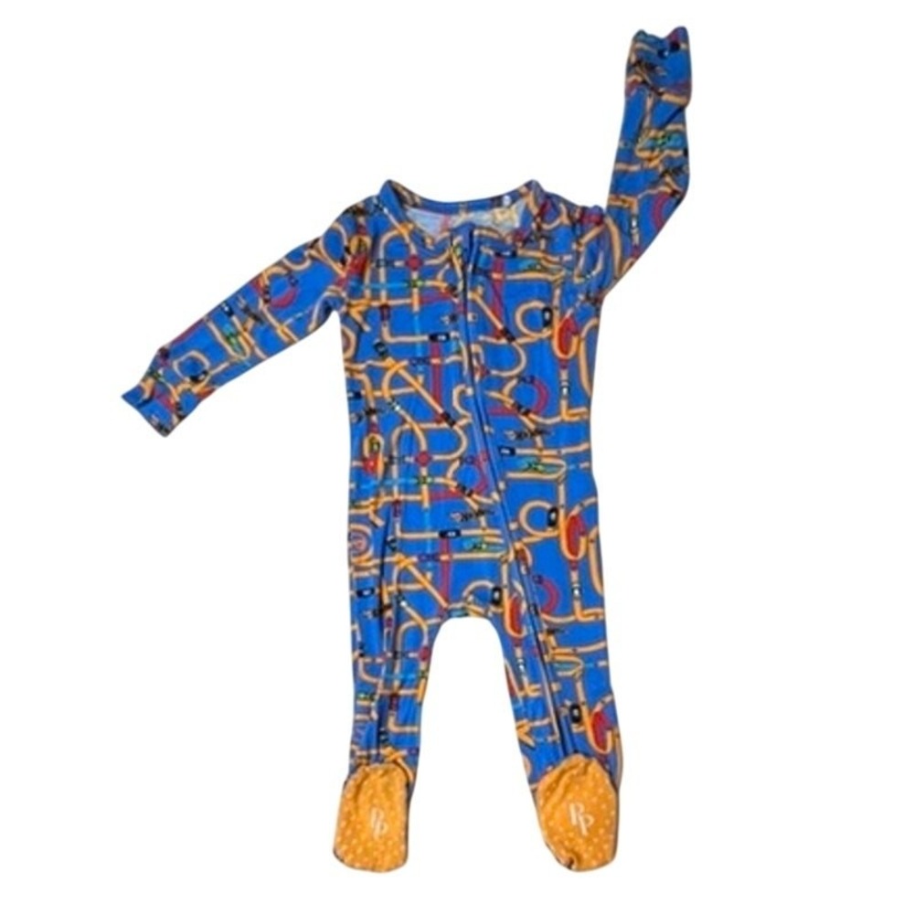 Posh Peanut Hot Wheels Tracks Bamboo Blue Footie 18-24 months Whimsygoth Fantasy